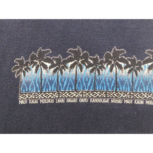 Hawaiian Palms Tee Shirt Men’s XL Navy Blue 100% Cotton Casual by Sundog - Picture 5 of 8